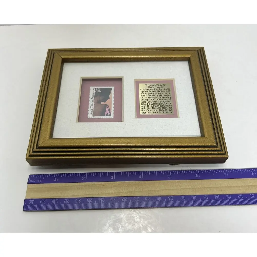 USPS 32c Breast Cancer Awareness Legacy II Edition Postage Stamp Golden Framed